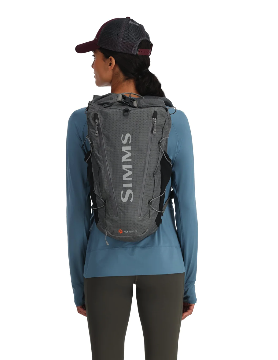 Simms Flyweight Backpack for fishing gear organization and easy access.