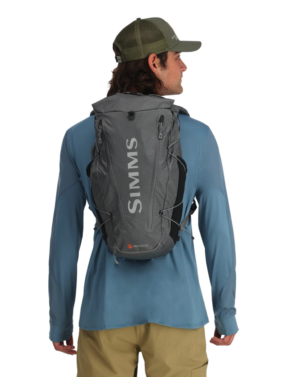 Lightweight Simms Flyweight Backpack for hiking and fishing excursions.