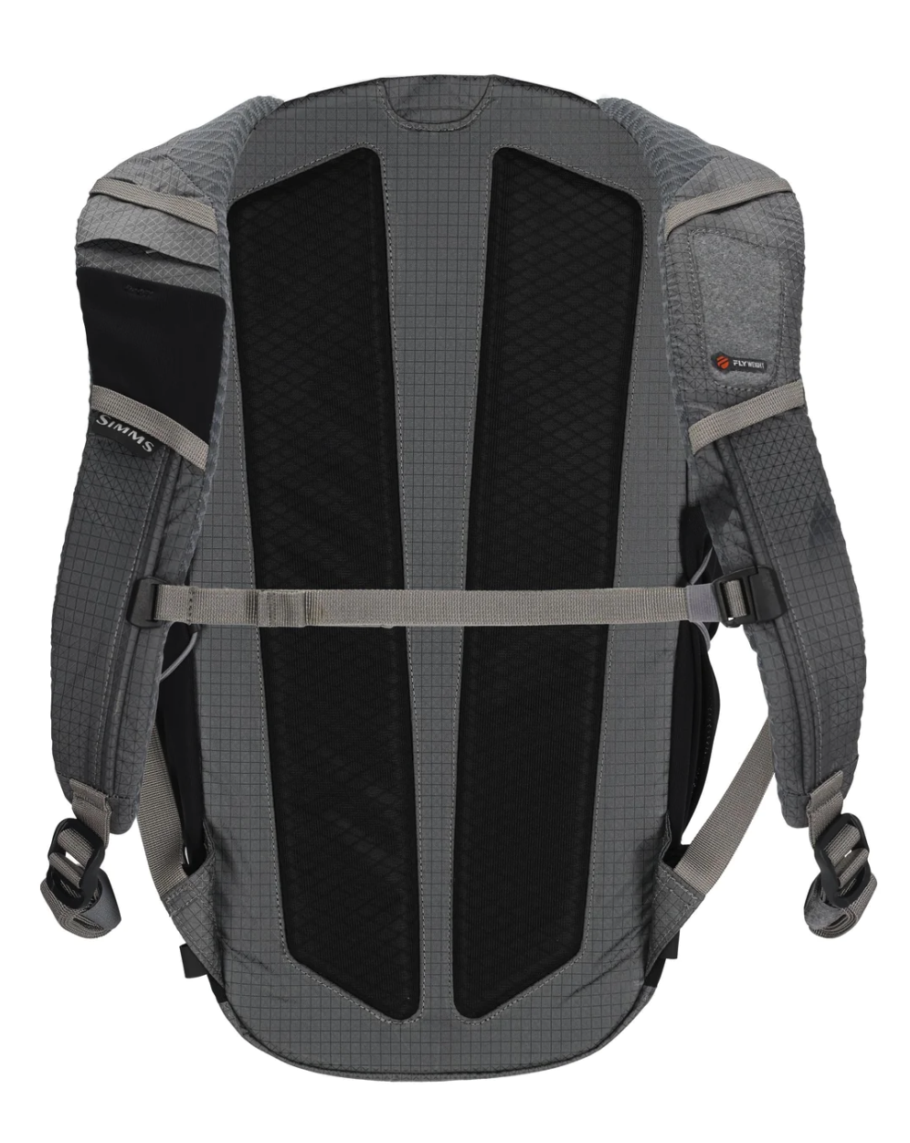 Simms Flyweight Backpack with ergonomic design for day-long comfort.