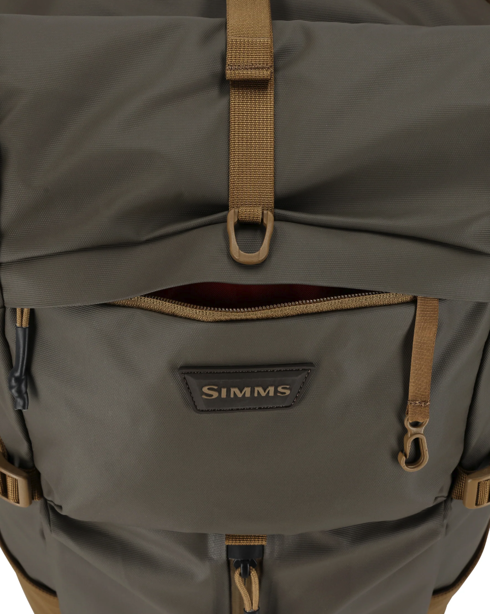 Detail of top zipper on Simms Headwaters Backpack