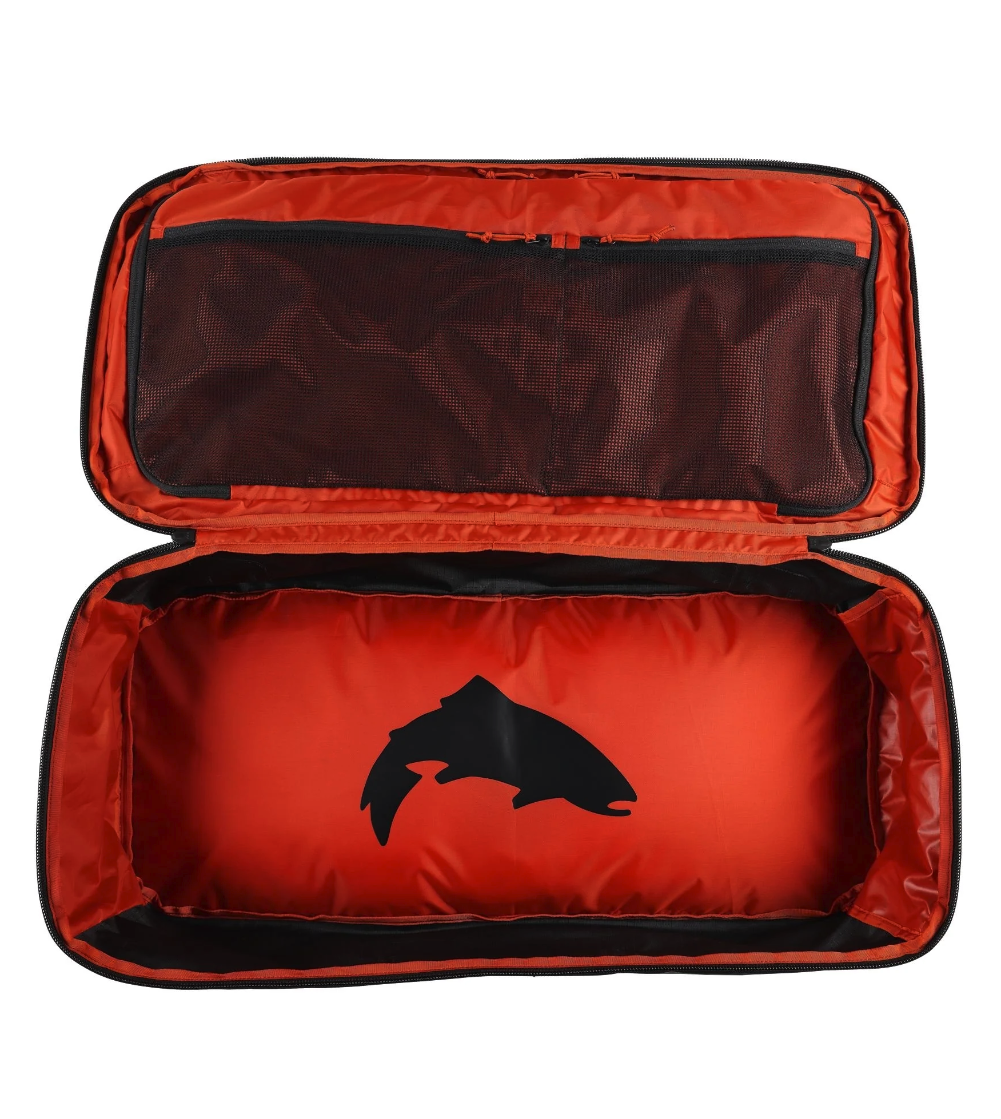 Travel-friendly Simms Tailwind 80L Duffel Bag with reinforced base for durability