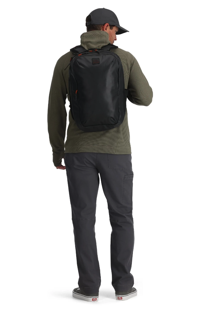 Spacious Simms Tailwind Backpack with custom fit for various fishing and travel needs
