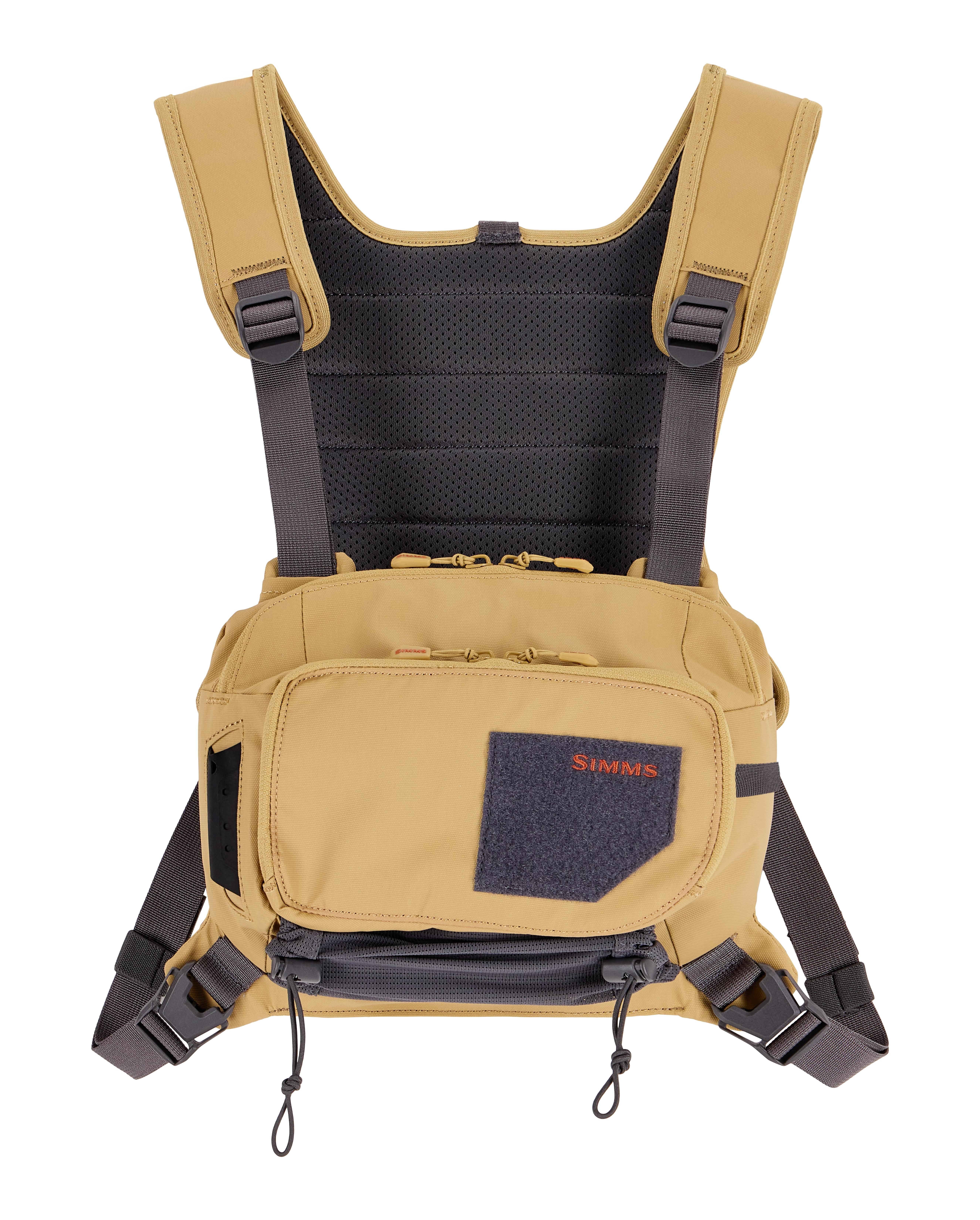 Simms Tributary Chest Pack front view showing compact fly fishing chest storage design