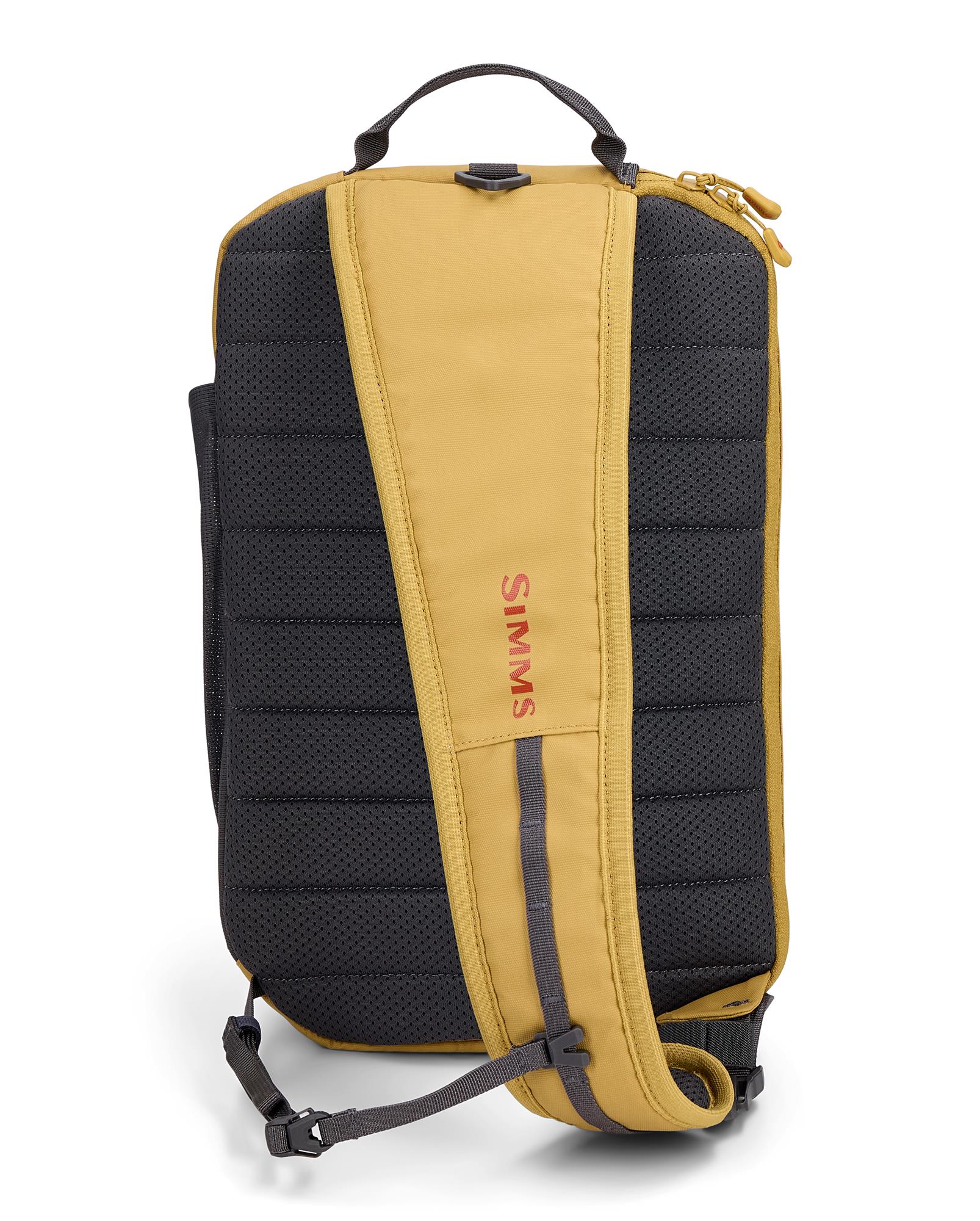 Simms Tributary Sling Pack back view padded shoulder strap breathable mesh back panel