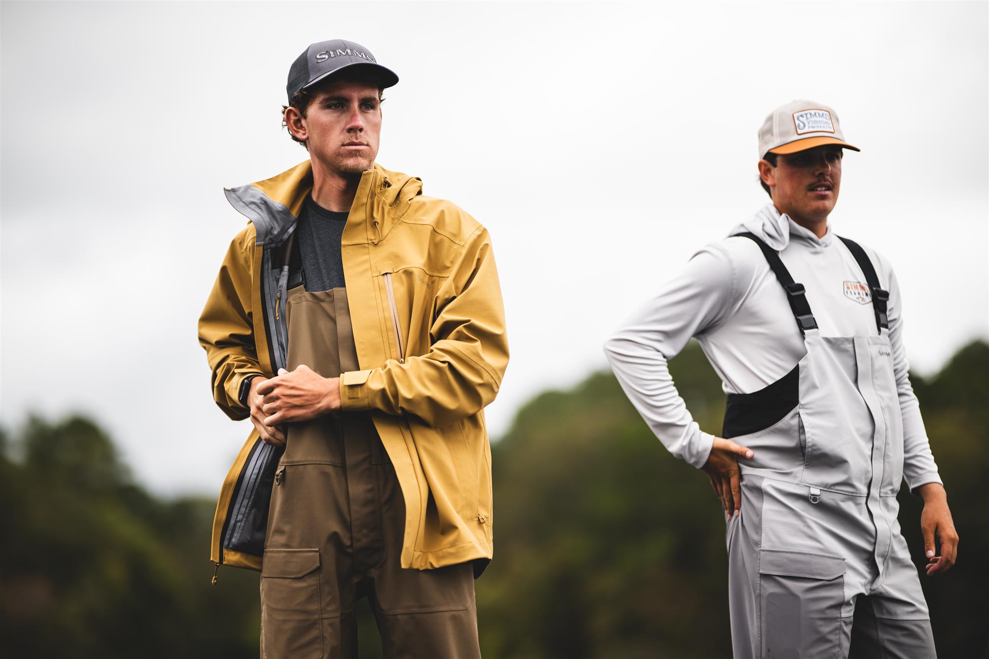 Simms rain bibs and jacket combo waterproof fishing gear performance outerwear setup