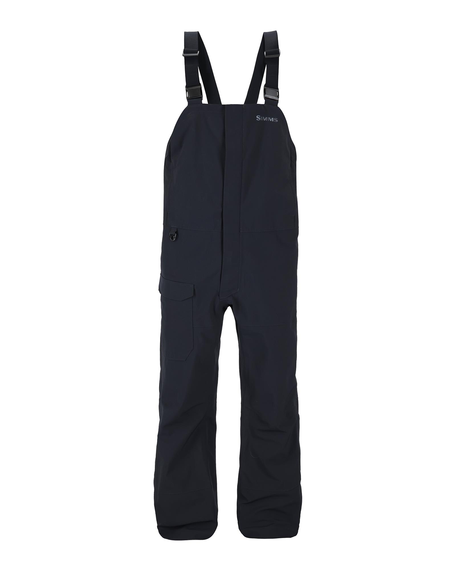 Simms Challenger bibs black waterproof breathable fishing rain bibs front view