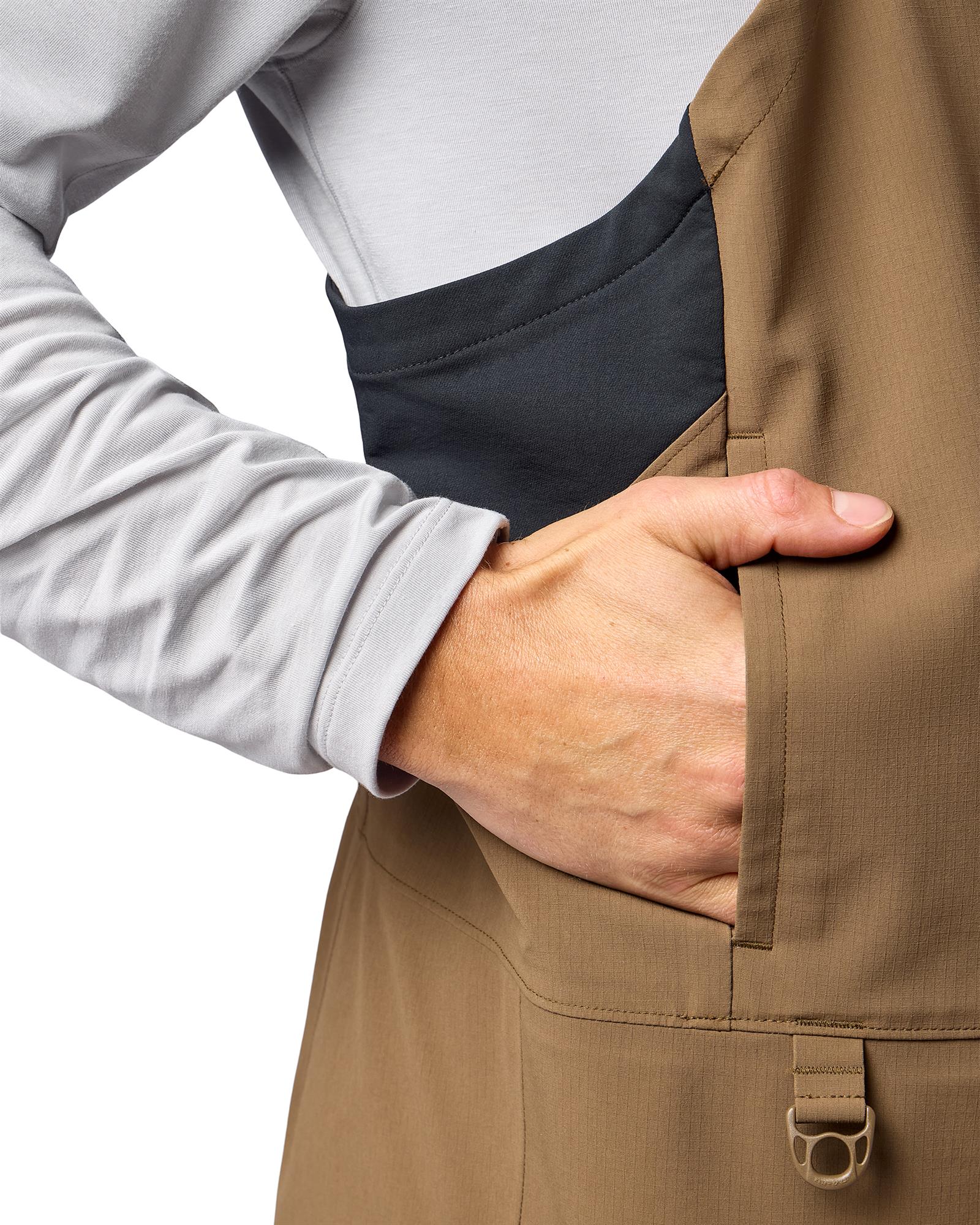 Simms Challenger bibs fleece lined hand warmer pockets waterproof fishing bib detail