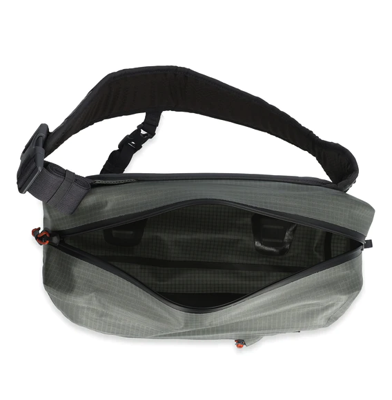 Waterproof Simms Dry Creek Z Sling Pack, submersible protection for fishing essentials.