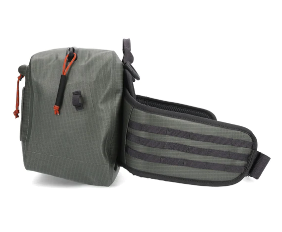 Simms Dry Creek Z Hip Pack, waterproof storage solution for fishing gear and essentials.