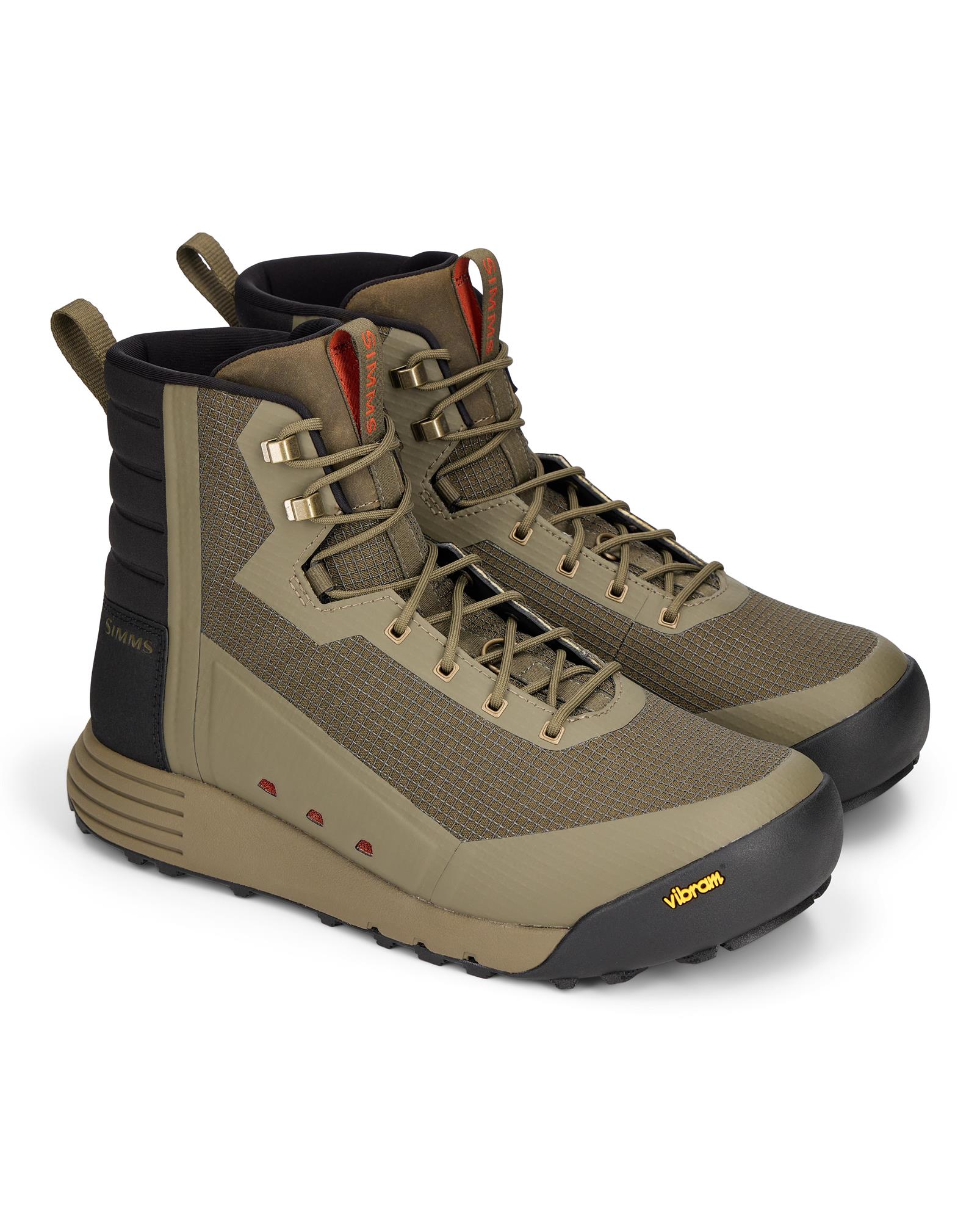 Simms Access Wading Boot pair with Vibram IdroGrip outsole, lightweight trail-to-river fly fishing boots