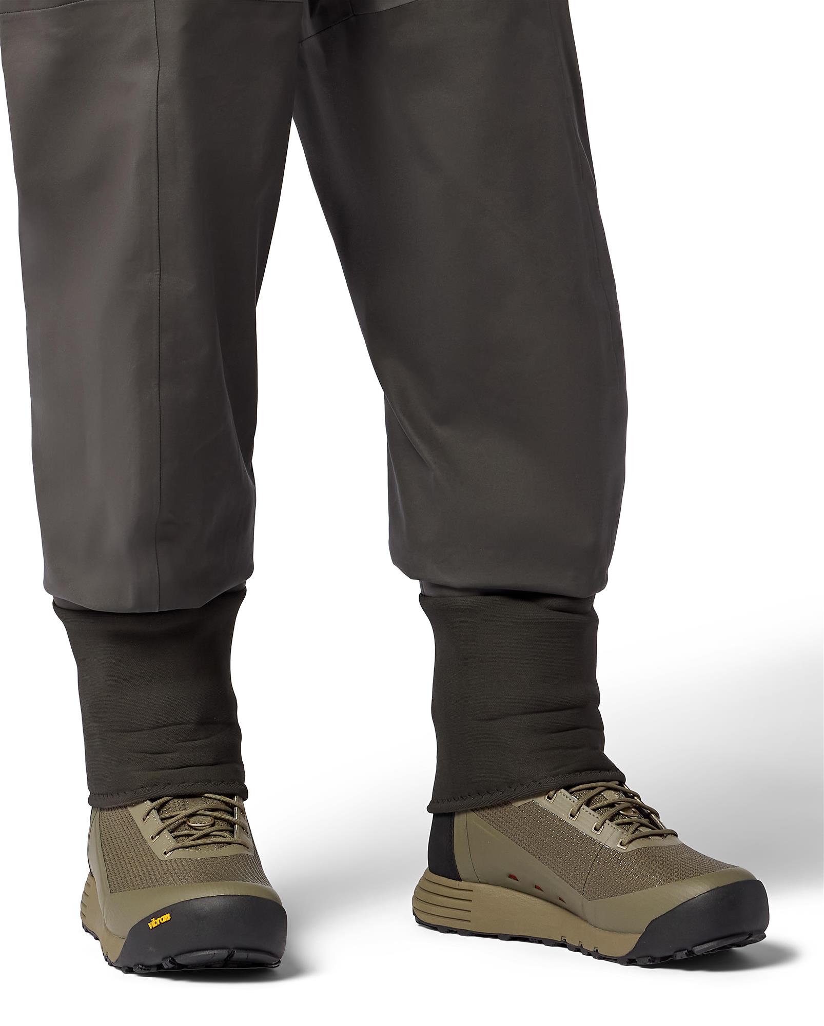 Simms Access Wading Boots worn with fishing waders for trail-to-river fly fishing performance