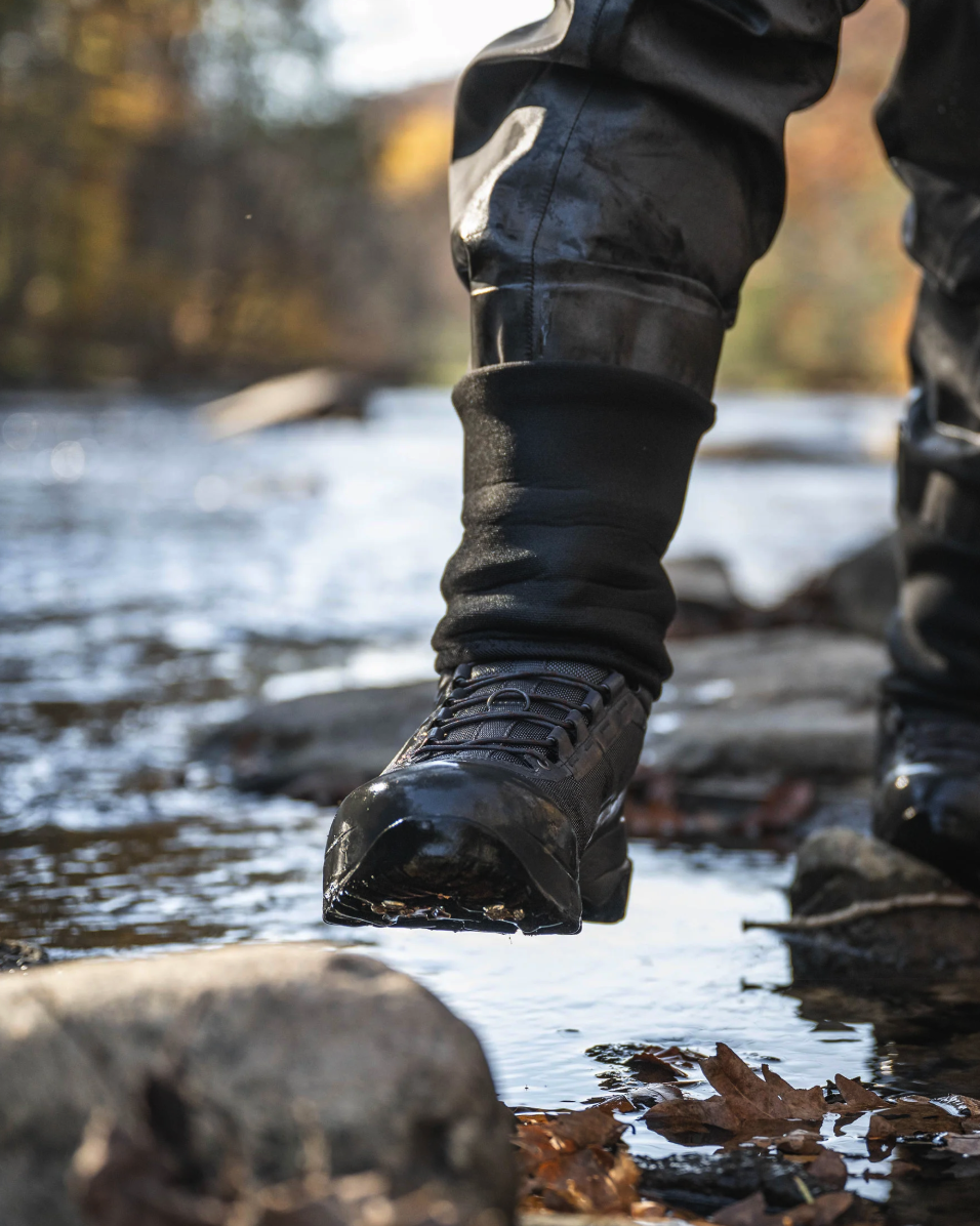 Simms Flyweight Wading Boots Vibram action shot