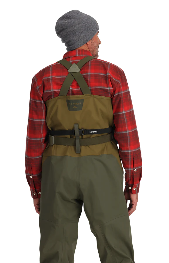 Simms waterproof fishing hand muff for protection against wind.