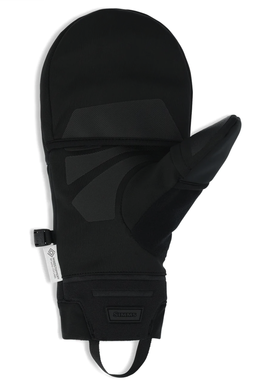 Windproof Simms Foldover Mitt with Gore-Tex Infinium WINDSTOPPER® fabric.