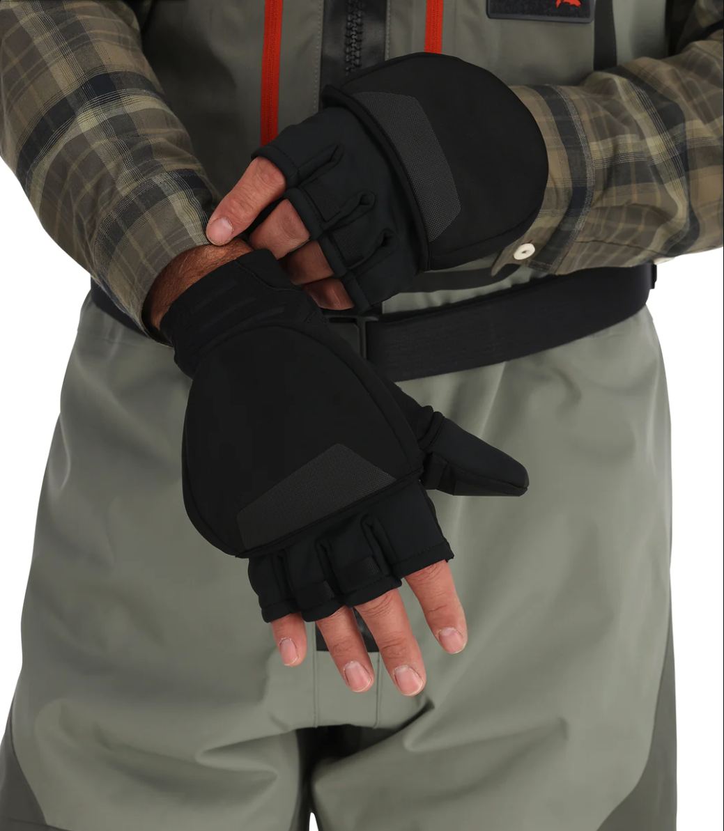 Durable and versatile Simms Windstopper Mitt for fishing in cold conditions.