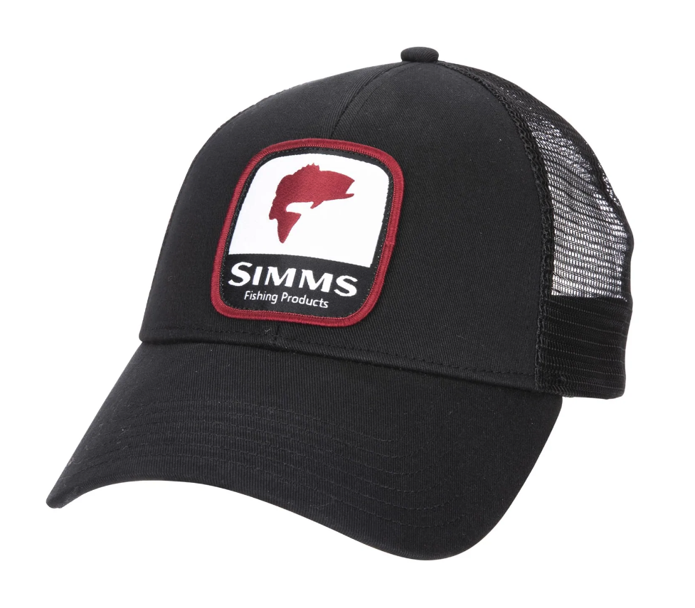 Simms Bass Patch Trucker Hat Black