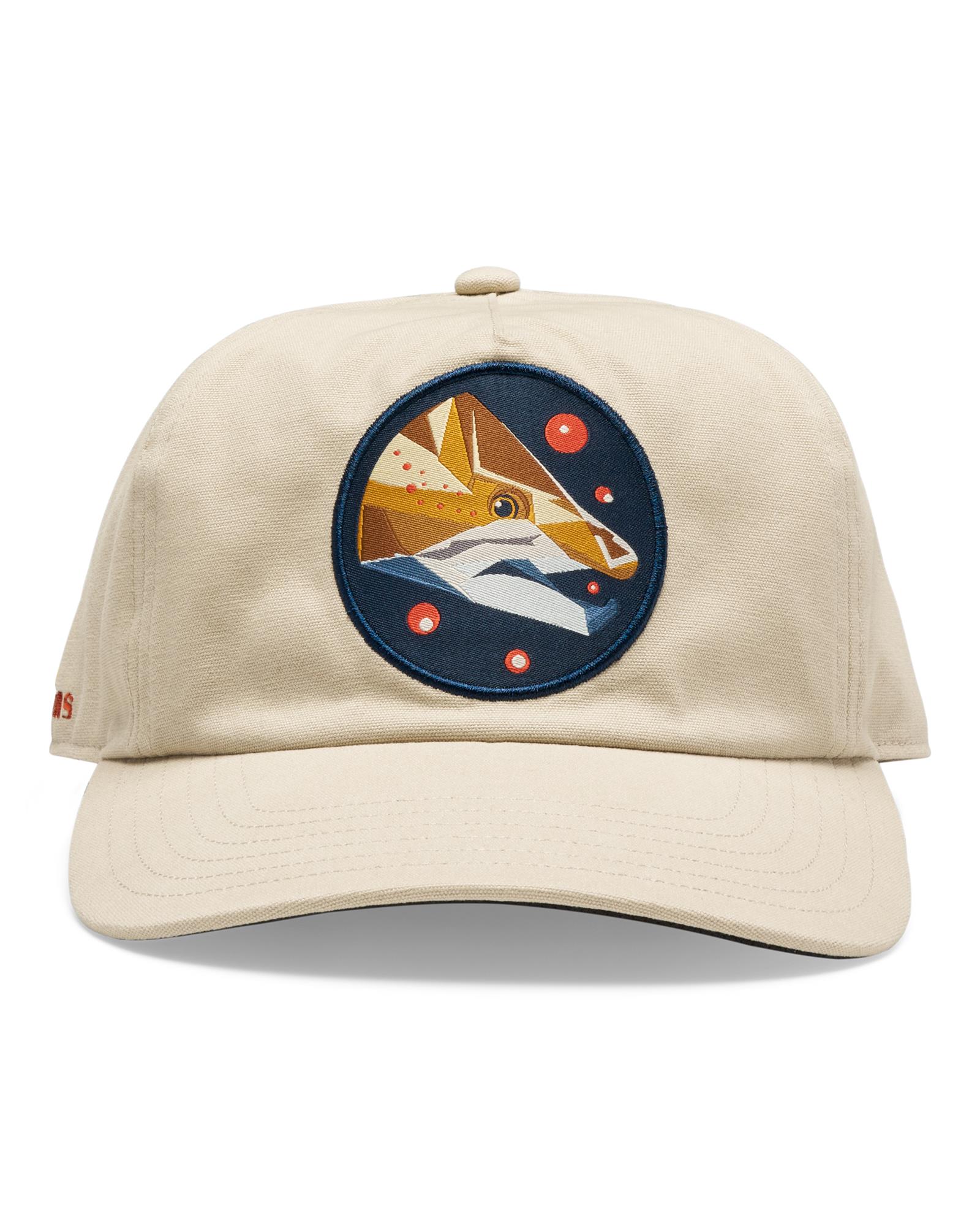 Simms Double Haul Hat Burnished Clay cotton fly fishing cap with trout graphic