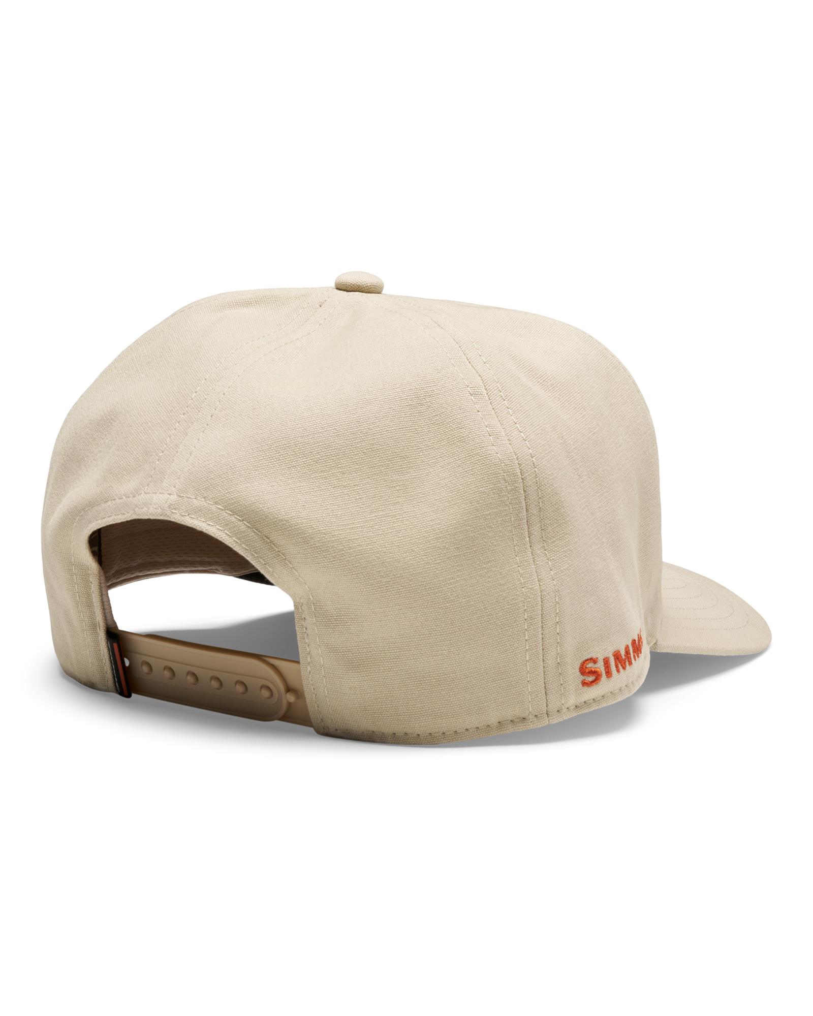 Simms Double Haul Hat Burnished Clay adjustable snapback fishing hat rear view