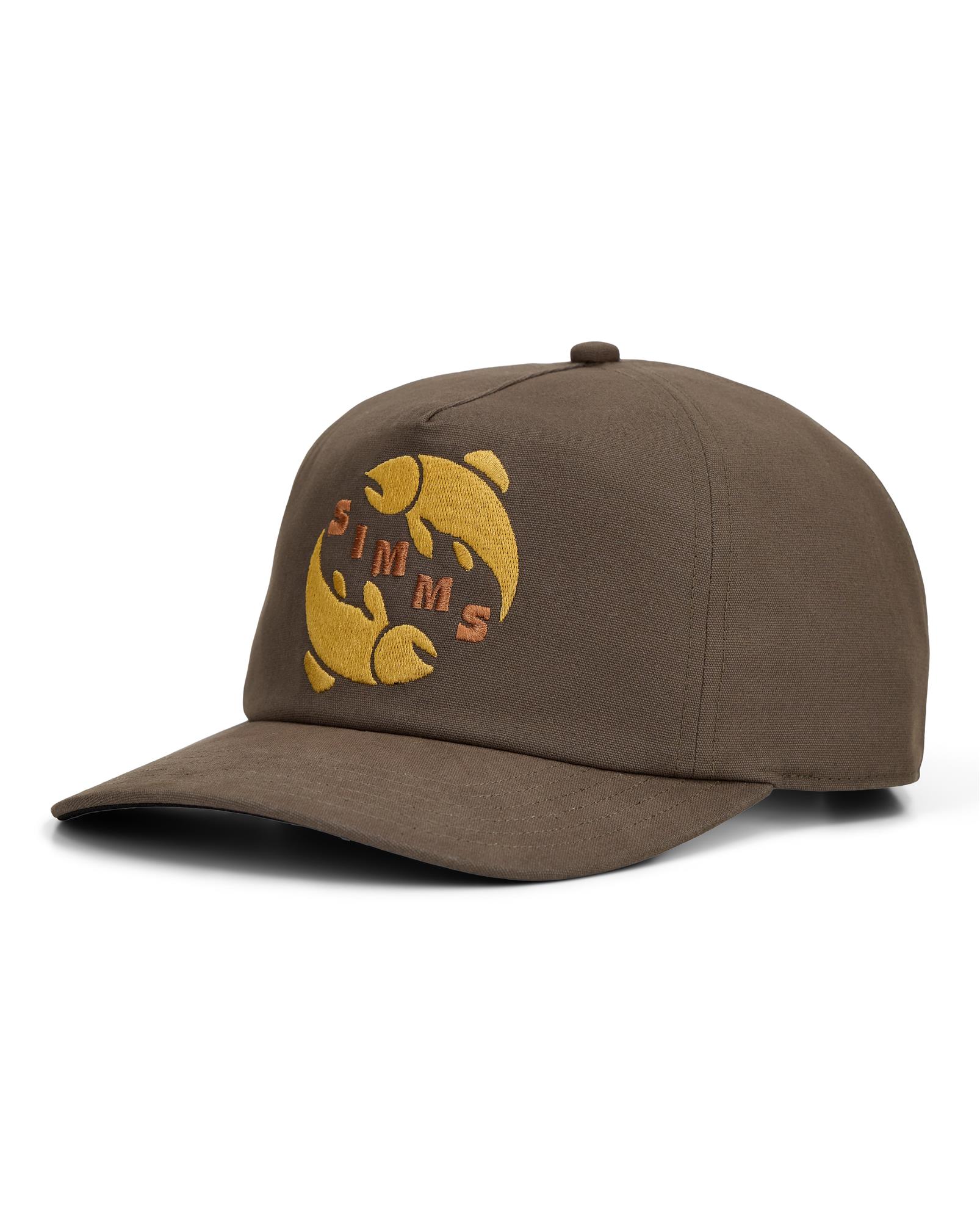 Simms Double Haul Cap brown fly fishing hat with embroidered fish logo