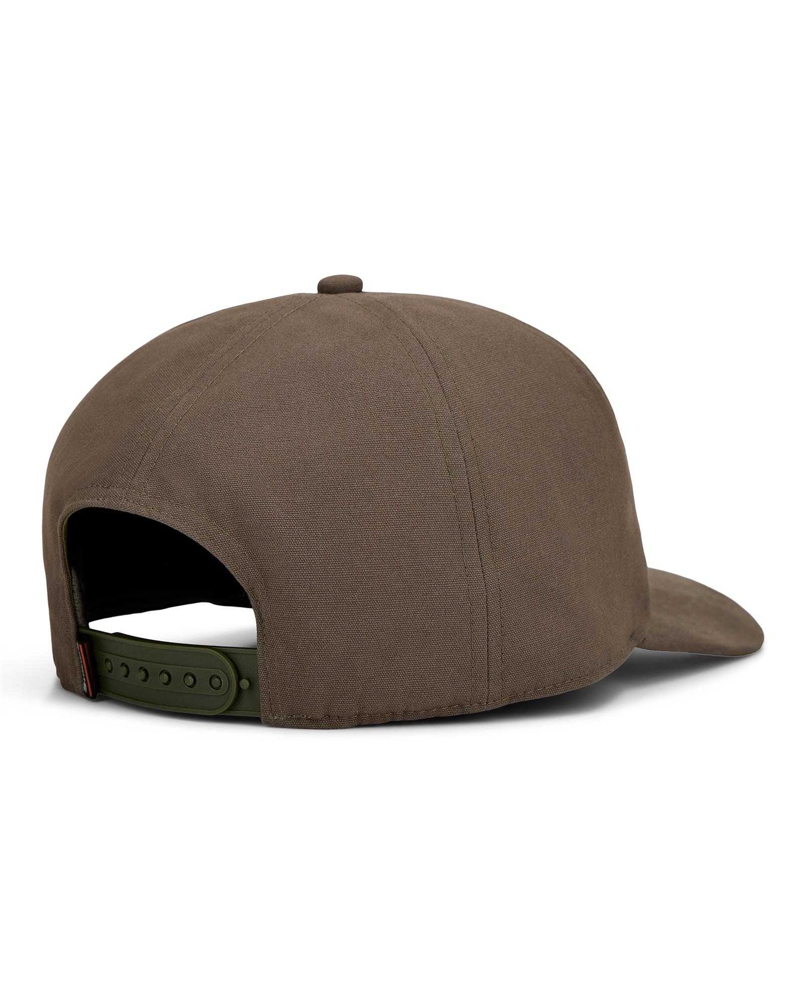 Back view of Simms Double Haul Cap brown fishing cap adjustable snap closure