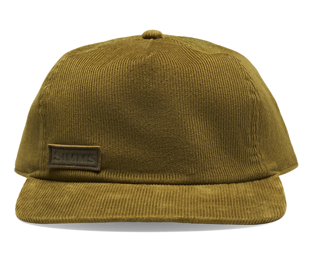 Front of Simms Double Haul Corduroy Cap Dark Stone color