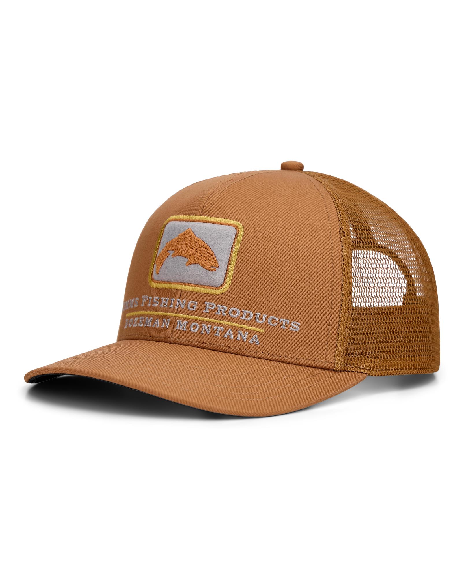Simms Double Haul Icon Trucker Hat earthenware front view fishing trucker cap
