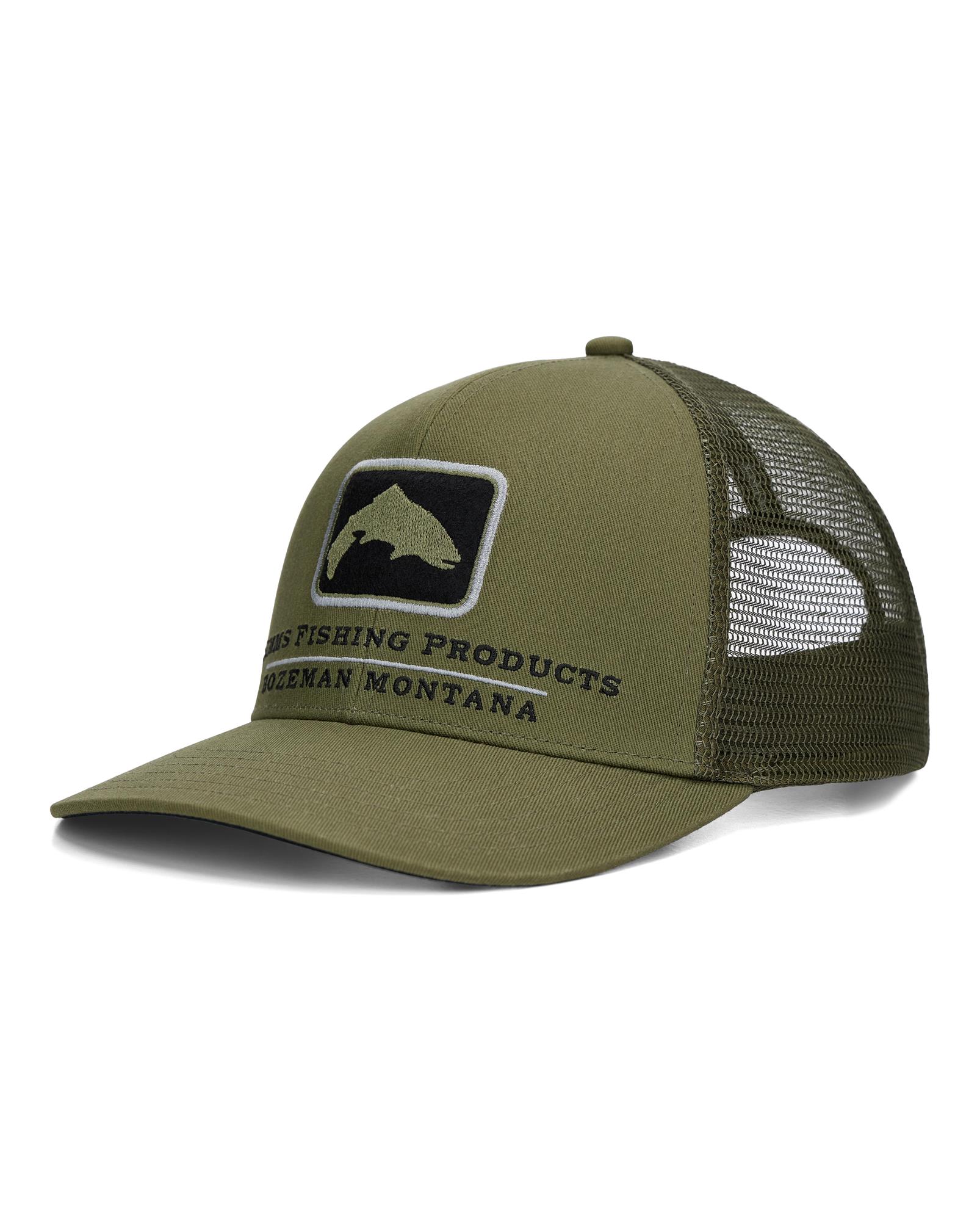 Simms Double Haul Icon Trucker Hat loden front view fly fishing trucker hat