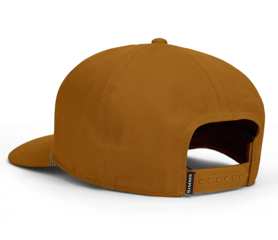 Back of Simms Double Haul Rope Cap amaretto color.