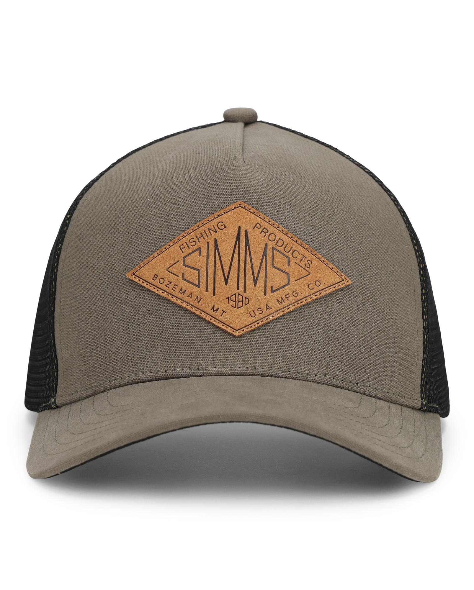 Breathable and stylish Simms trucker hat, ideal for outdoor adventures – available now.