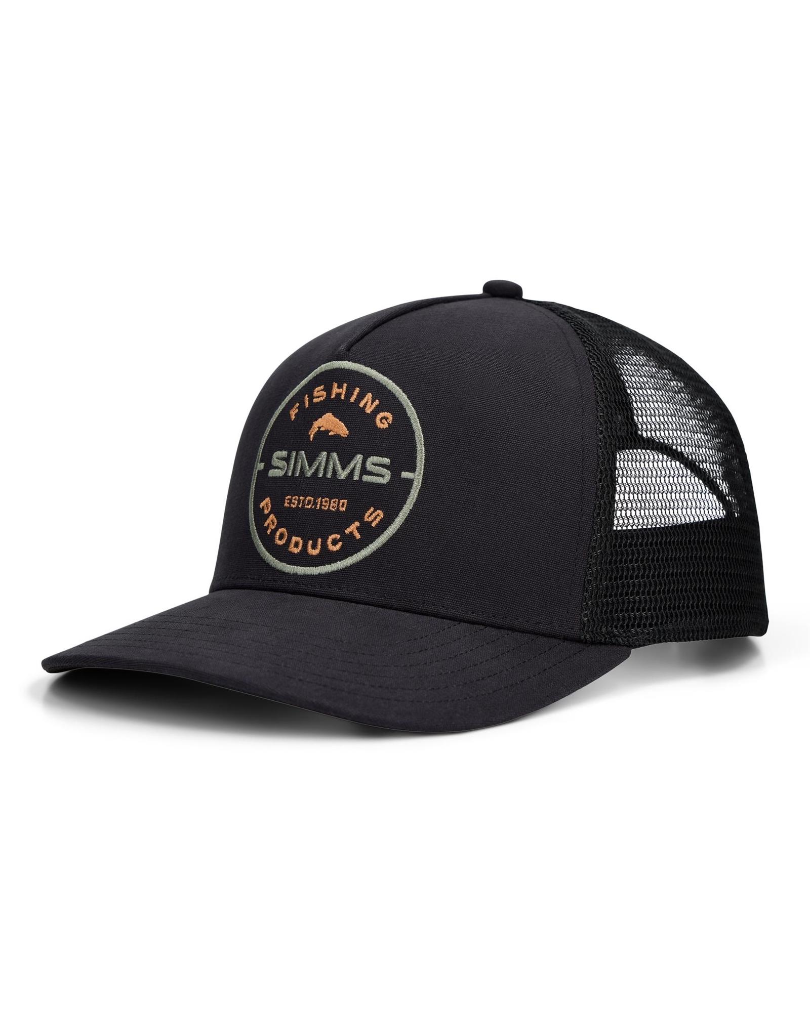 Simms Double Haul Trucker Hat Black Rounder breathable mesh fly fishing hat