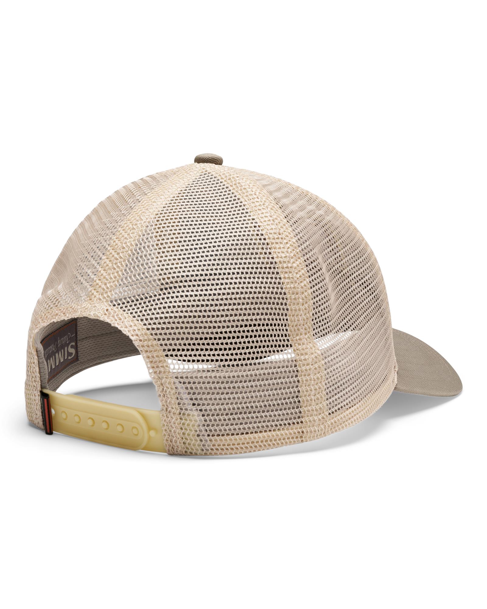 Simms Double Haul Trucker Hat Dolomite breathable mesh snapback fishing cap rear view