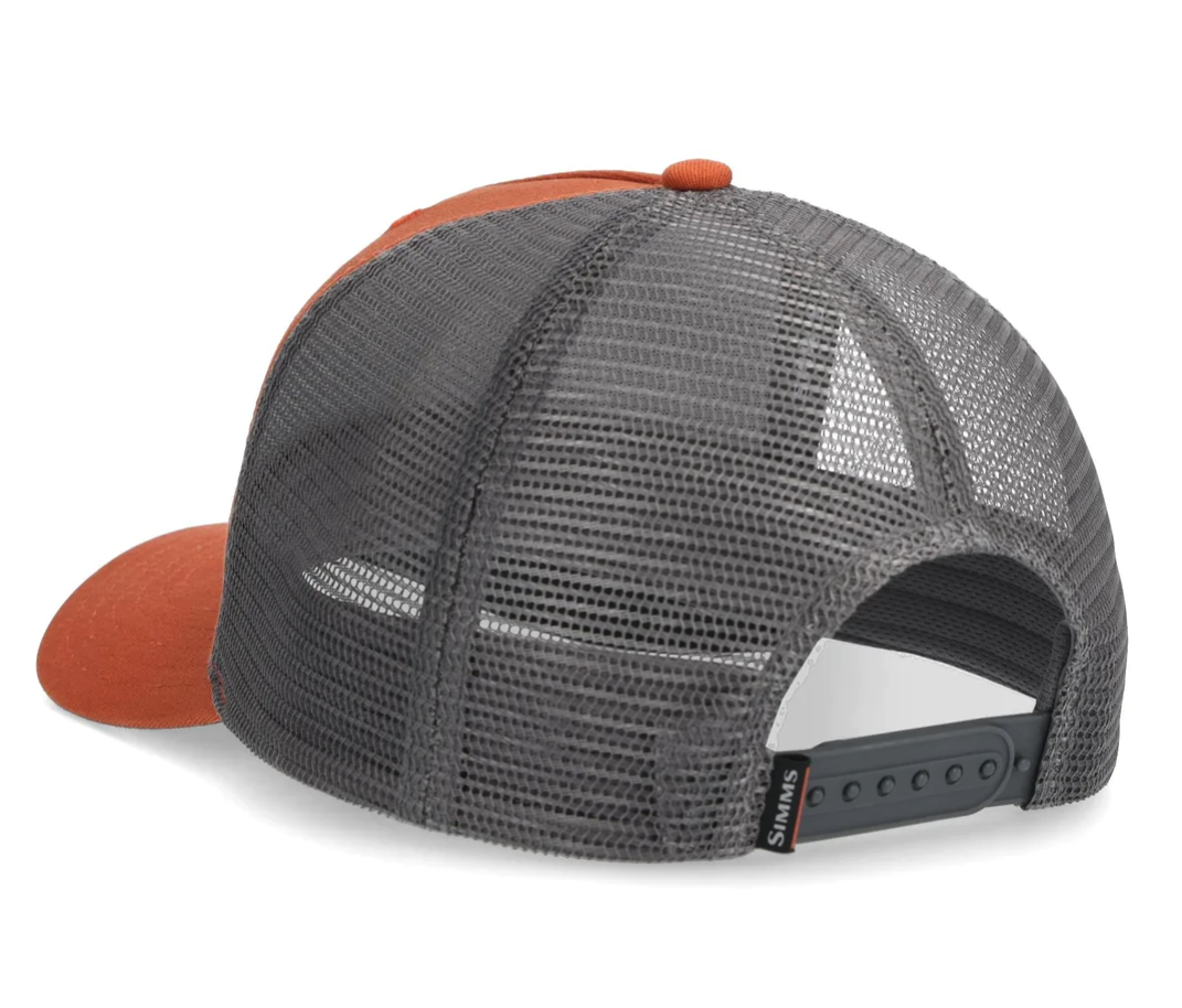 Adjustable snapback Simms Double Haul Trucker Hat for custom fit and comfort – in stock, order today.