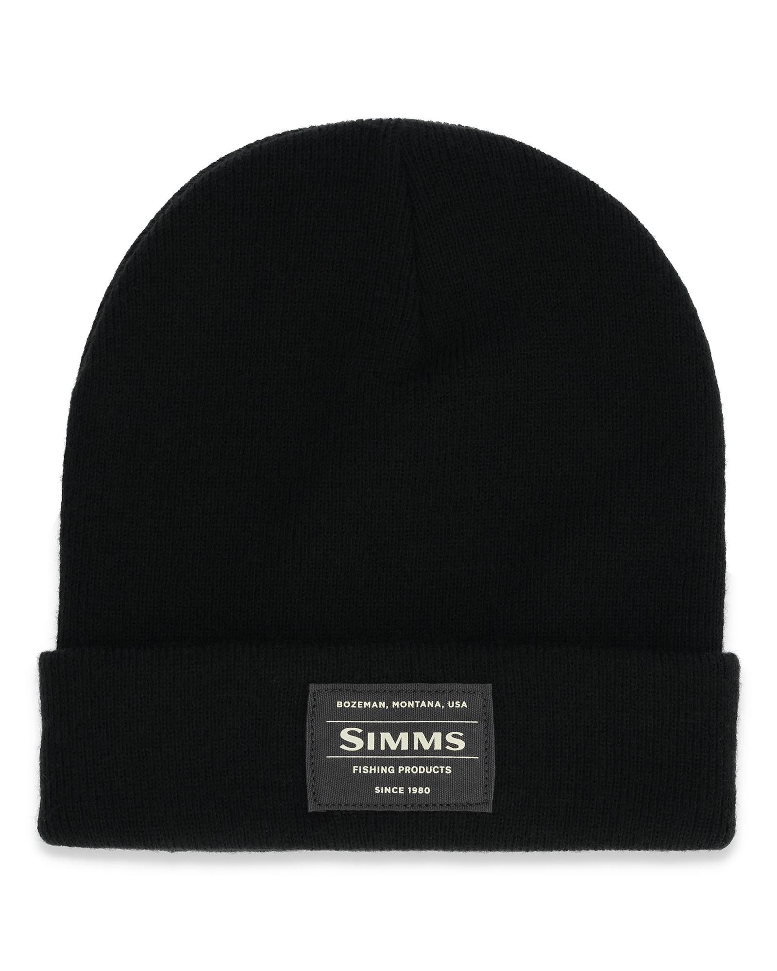 Simms Everyday Watchcap Black insulated fishing beanie with Simms logo patch for cold-weather outdoor use