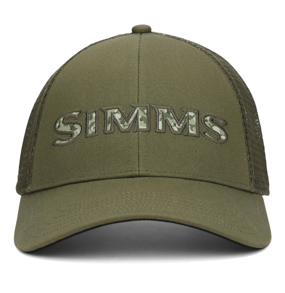 Front of Simms Single Haul Trucker Hat Back Eddy Fill Loden color