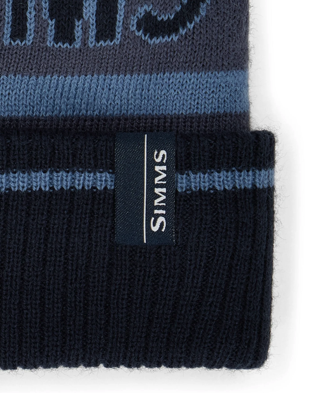 Simms Tip-Up Pom Beanie Huckleberry color tag detail
