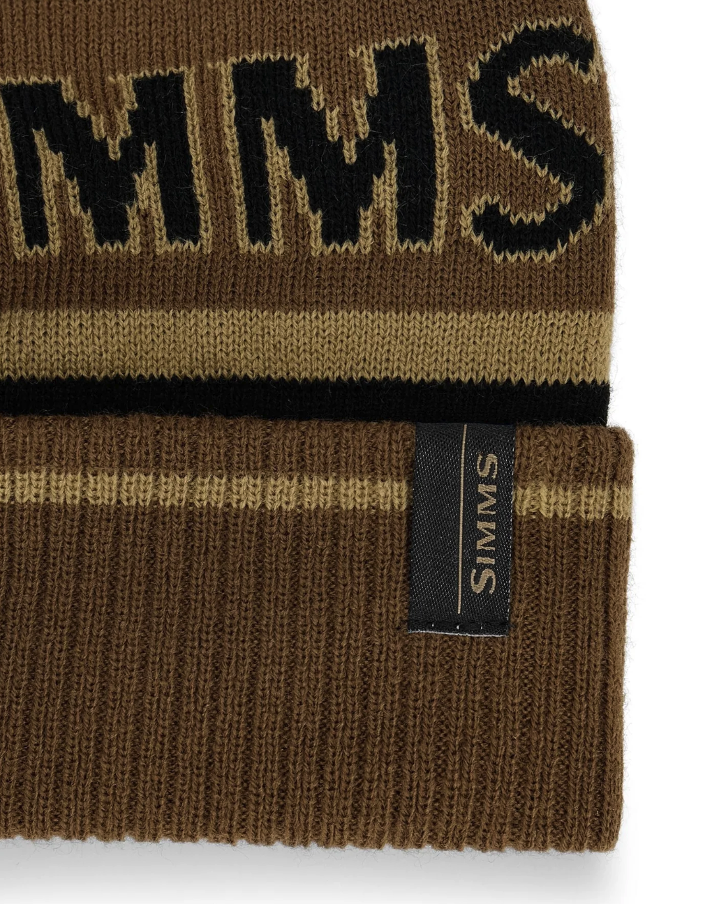 Simms Tip-Up Pom Beanie Jasper color tag detail