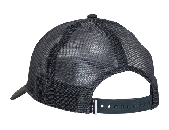 Classic Simms Trout Icon Trucker Hat – mesh back for breathability, in stock now.