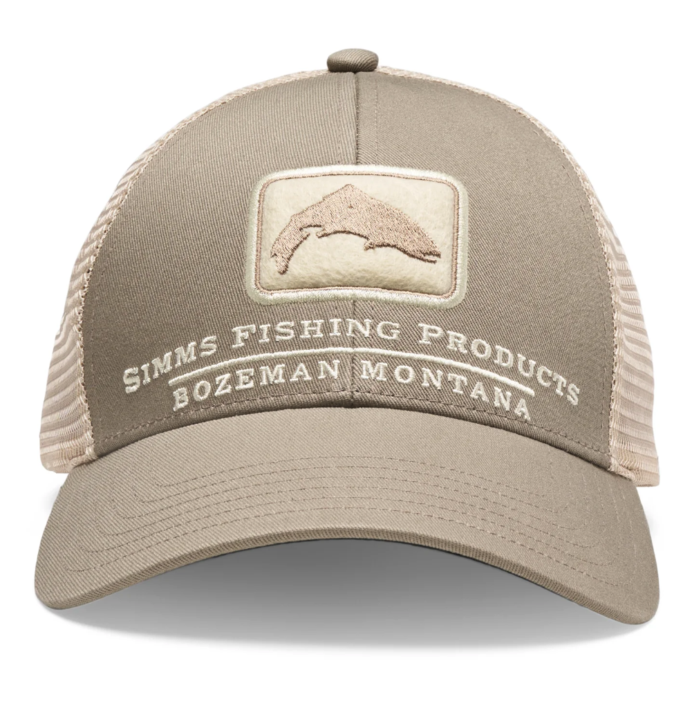 Front of  Simms Trout Icon Trucker Hat Dolomite