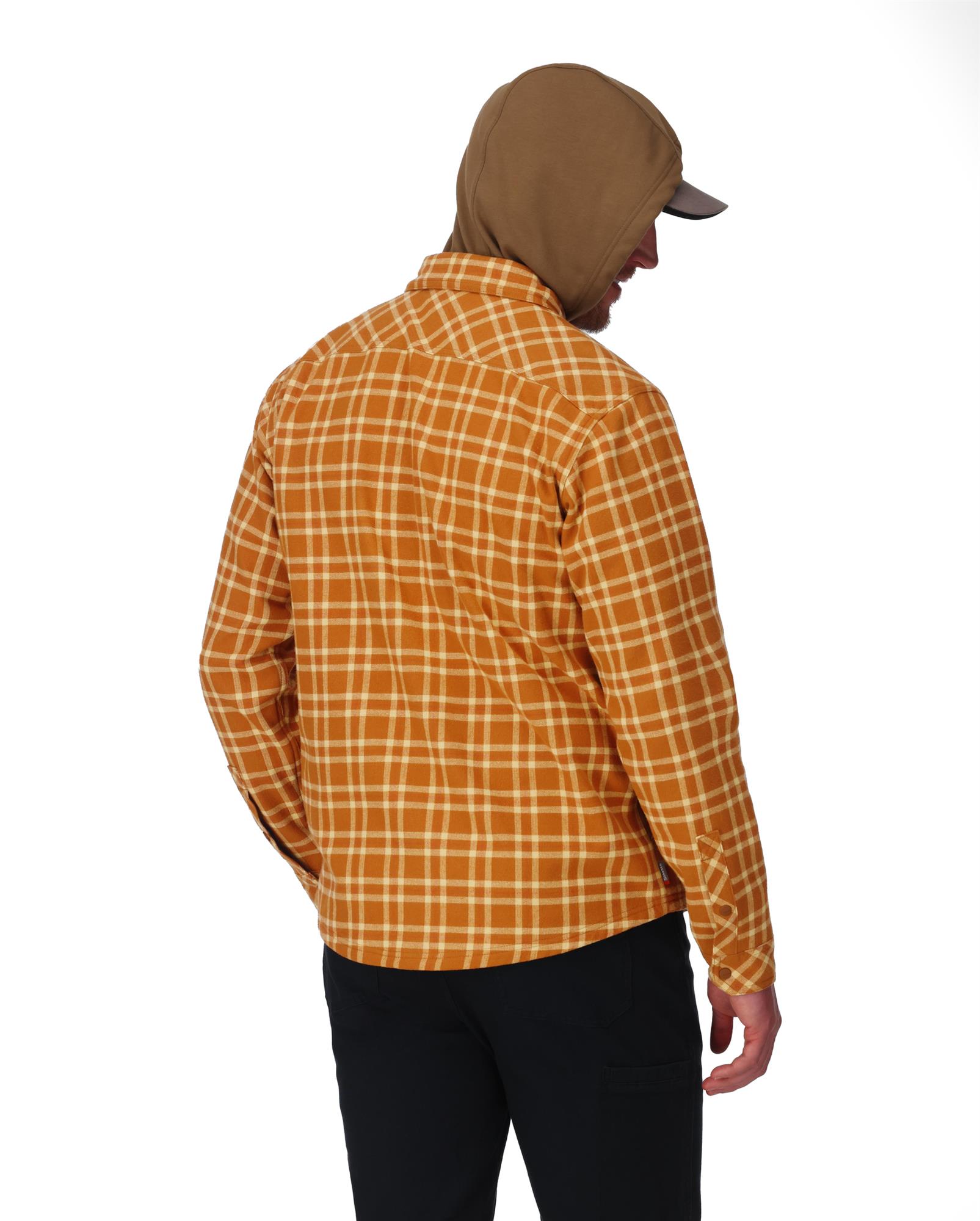 Outdoor fishing flannel hoodie jacket with drawstring hood