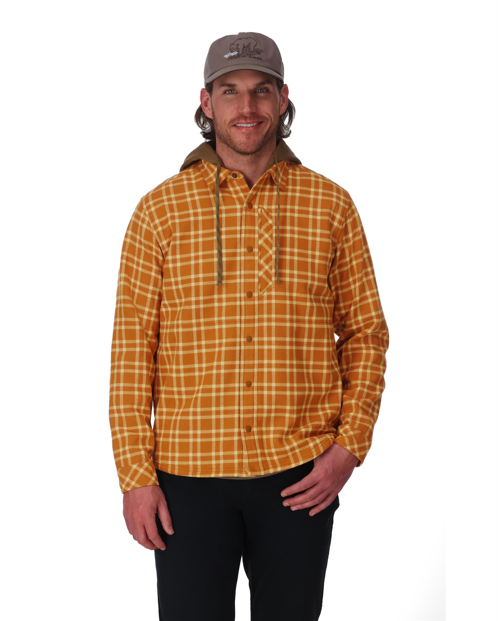 Simms flannel hooded shirt jacket for men – outdoor fishing apparel