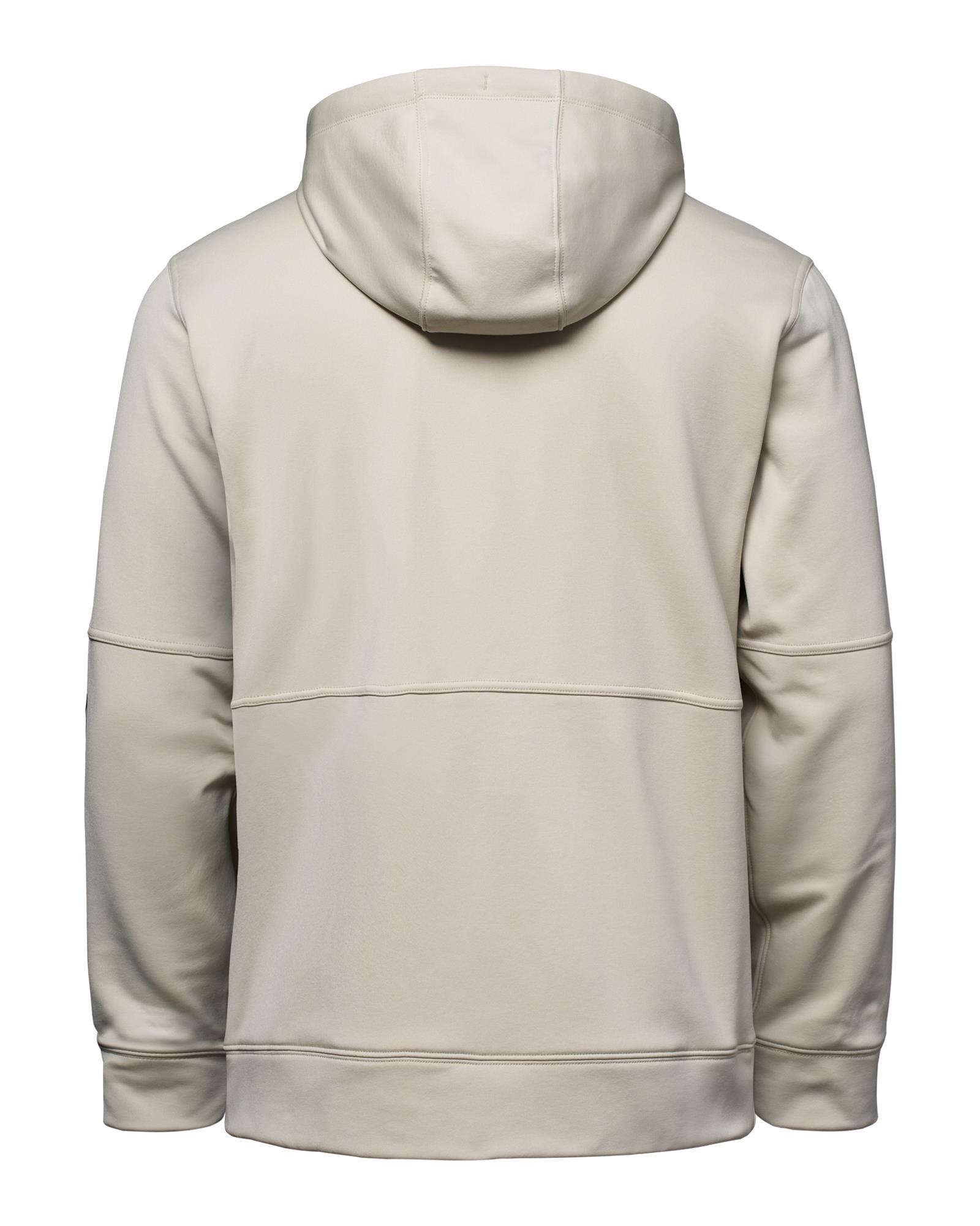 1. Simms Challenger Hoody rear view with flat-knit fleece and low-profile cuffs for cool-weather fishing
