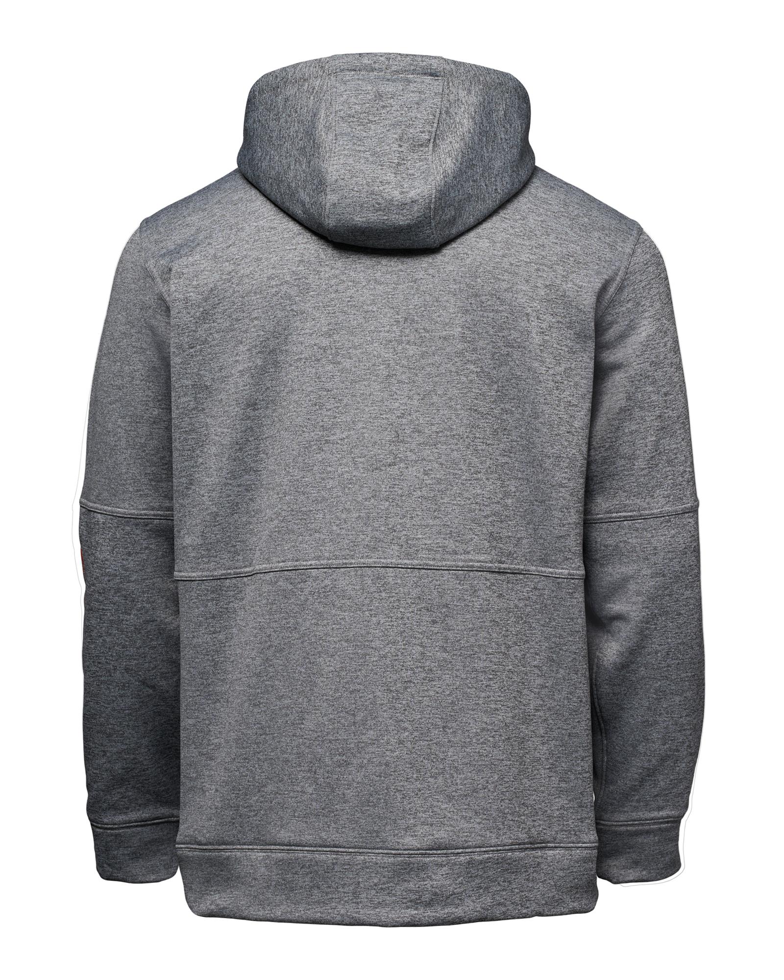 Men’s heather gray Simms Challenger fleece fishing hoodie with adjustable hood and handwarmer pocket