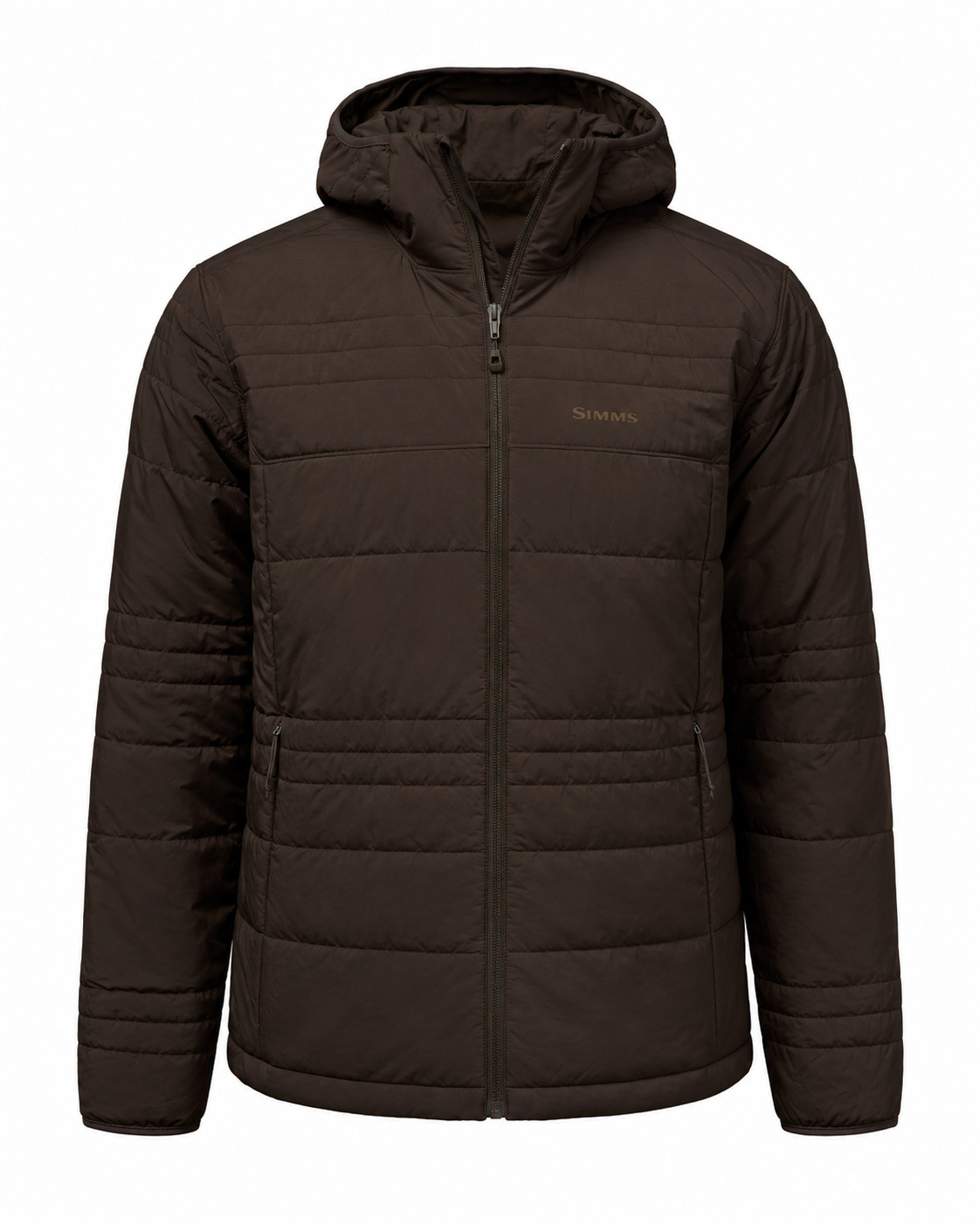 Simms Fall Run Insulated Hoody in Hickory for cold weather fishing and outdoor camping