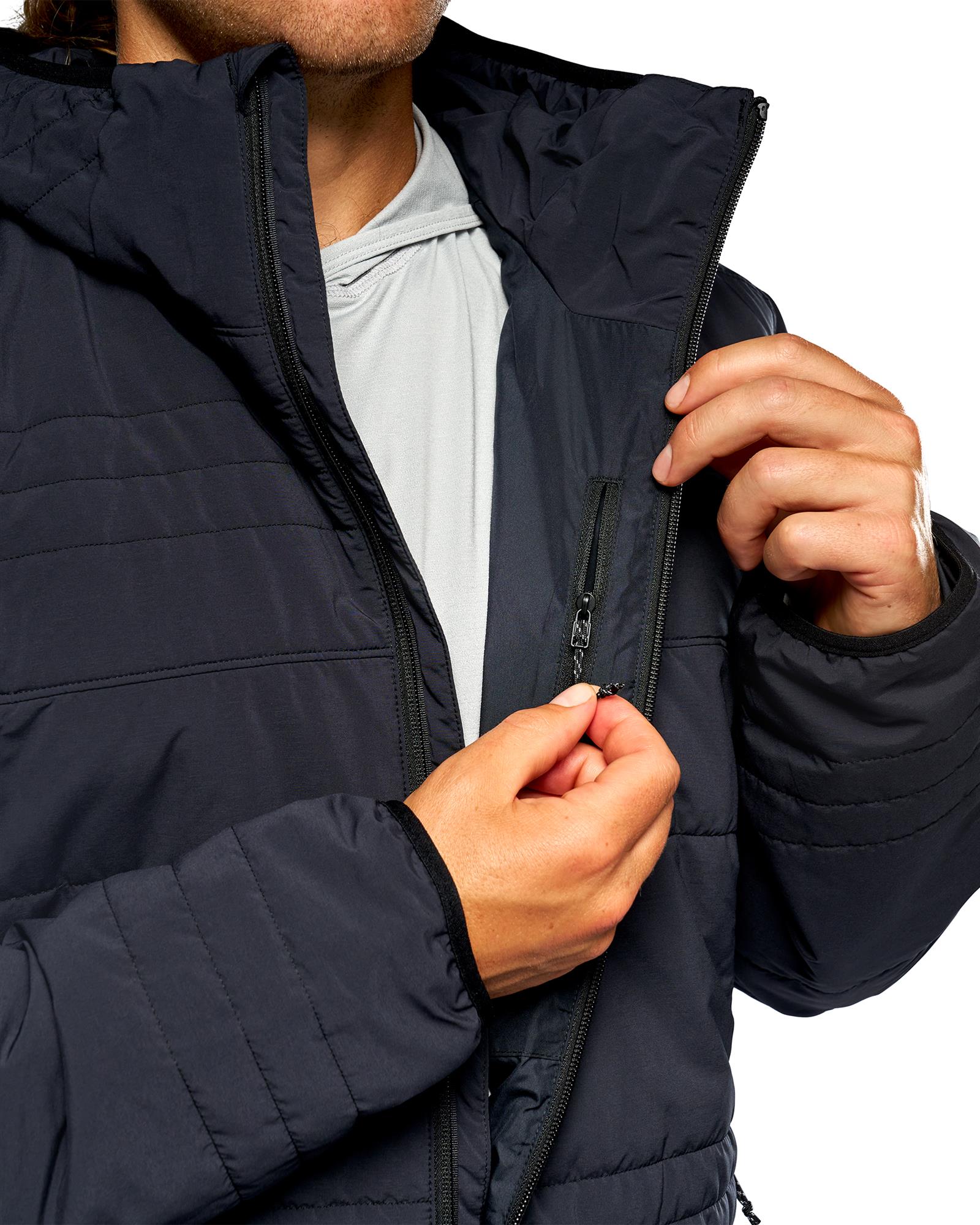 Simms Fall Run Insulated Hoody internal zippered chest pocket for secure fishing gear storage