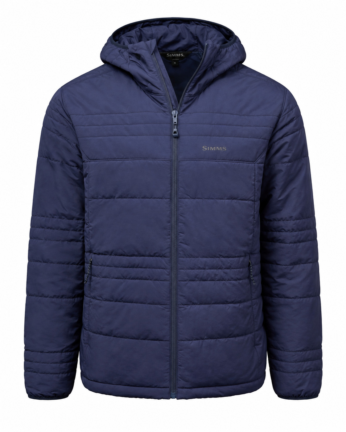 Simms Fall Run Insulated Hoody in Selvedge blue for cold weather fishing and camping