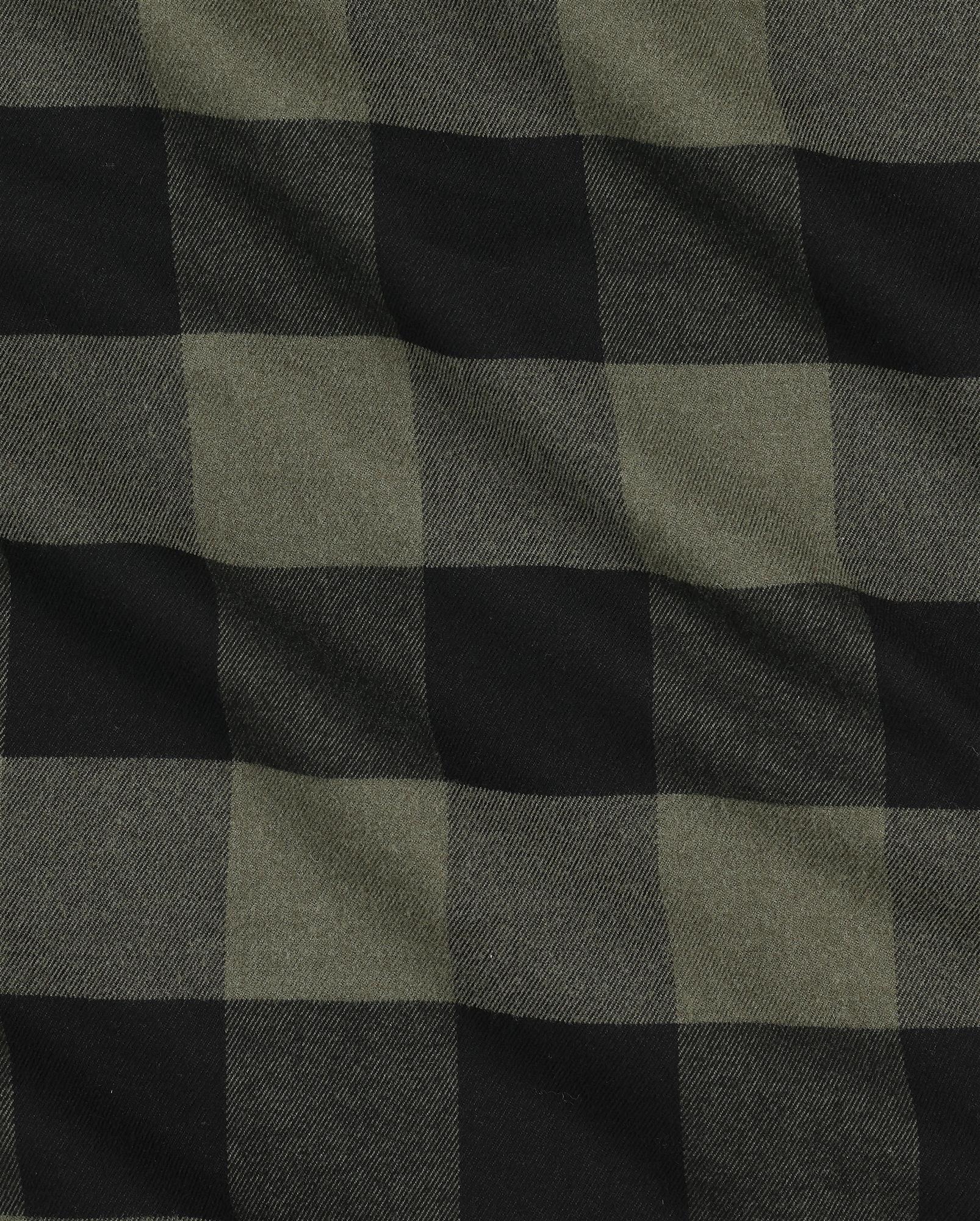 Simms Bristol Reversible Jacket flannel fabric close up plaid insulation detail