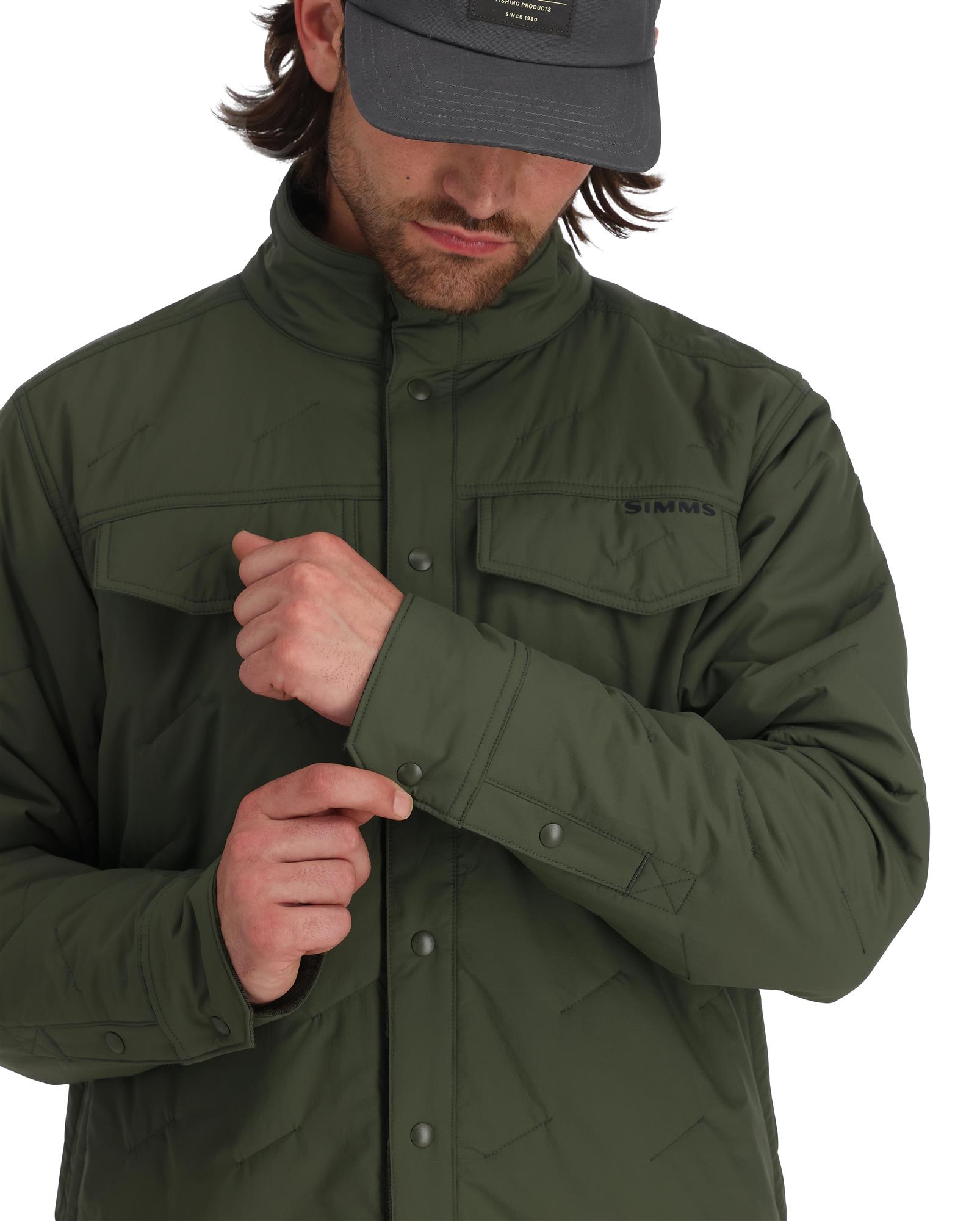 Simms Bristol Reversible Jacket quilted jacket sleeve cuff snap closure detail