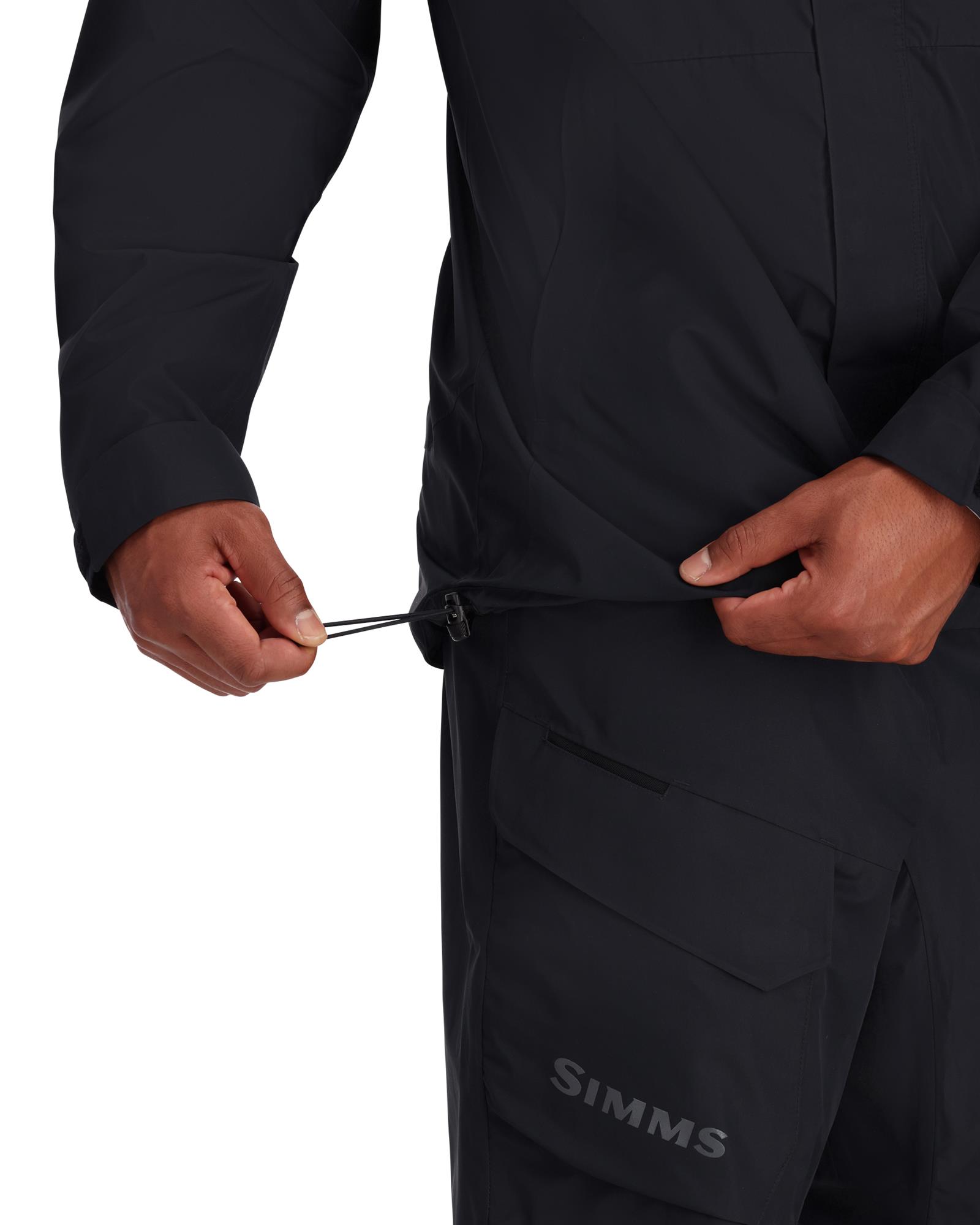 High-collar design on Simms Challenger Jacket for added wind protection.