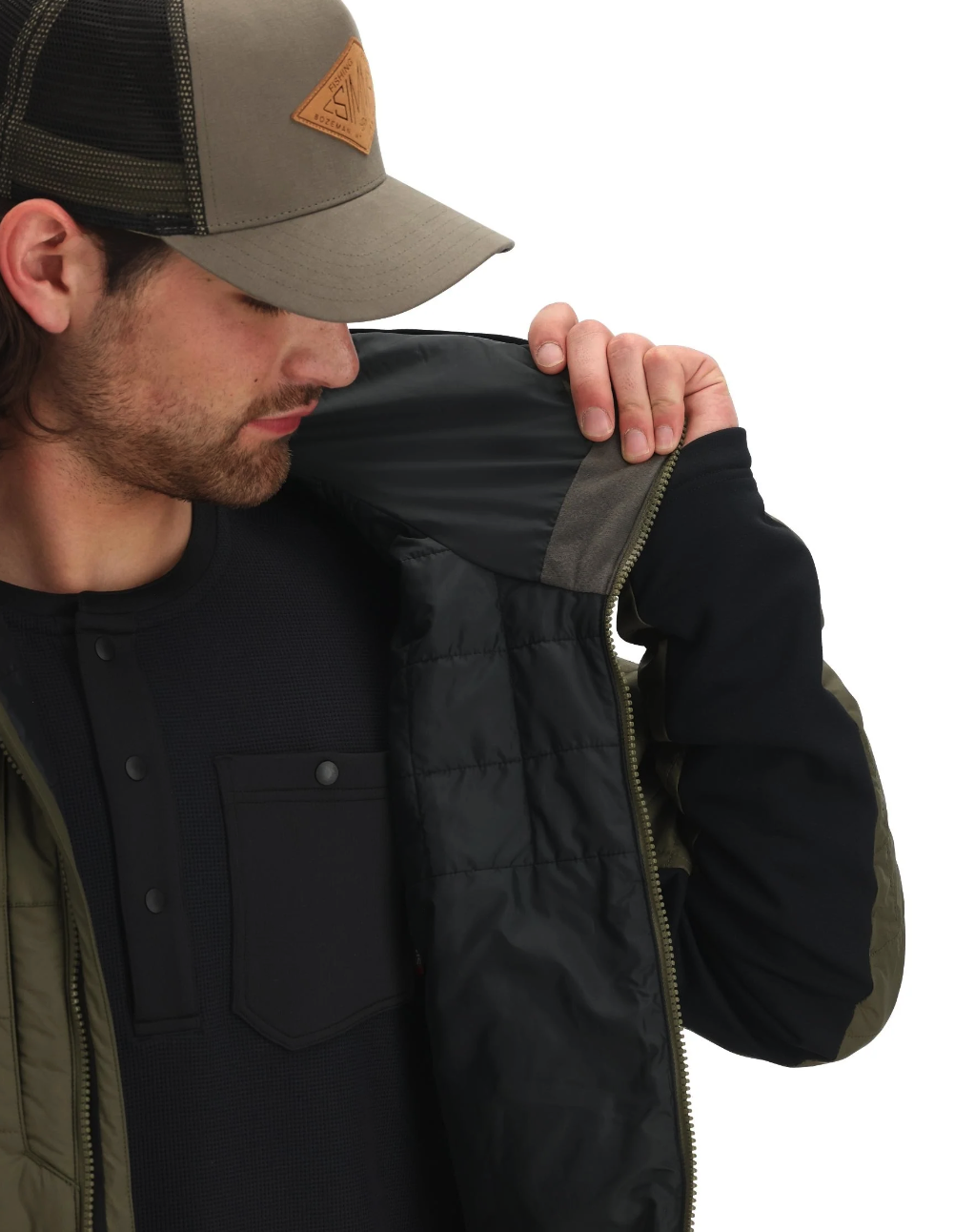 Simms Fall Run Hoody with adjustable hood for added protection.