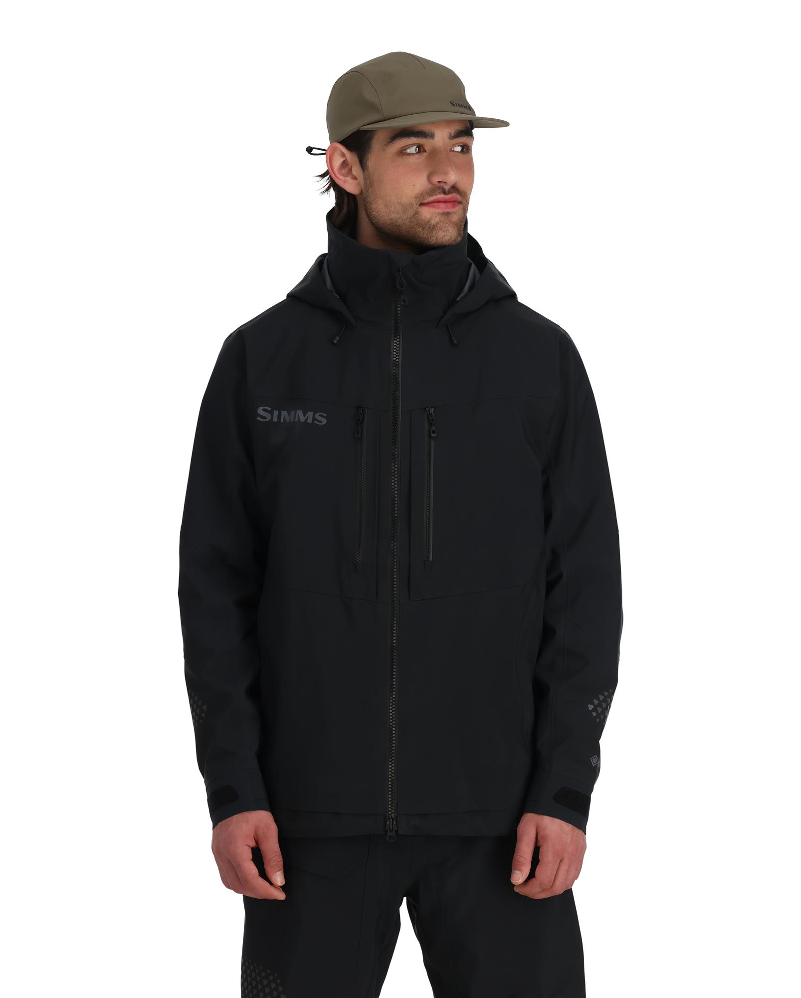 Front view of model wearing Simms ProDry Rain Jacket